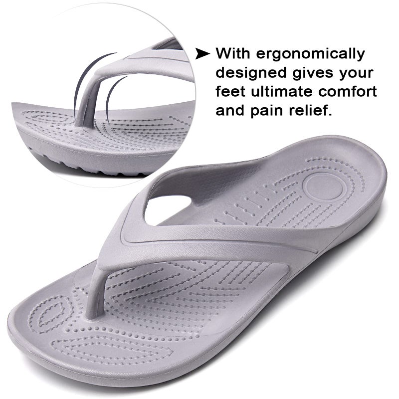 Temi Women's Flip Flops,Soft Lightweight Sandals for Women Anti Slip Casual Slippers Shower Beach Pool Bathroom Flat Slides Shoes - Image 3